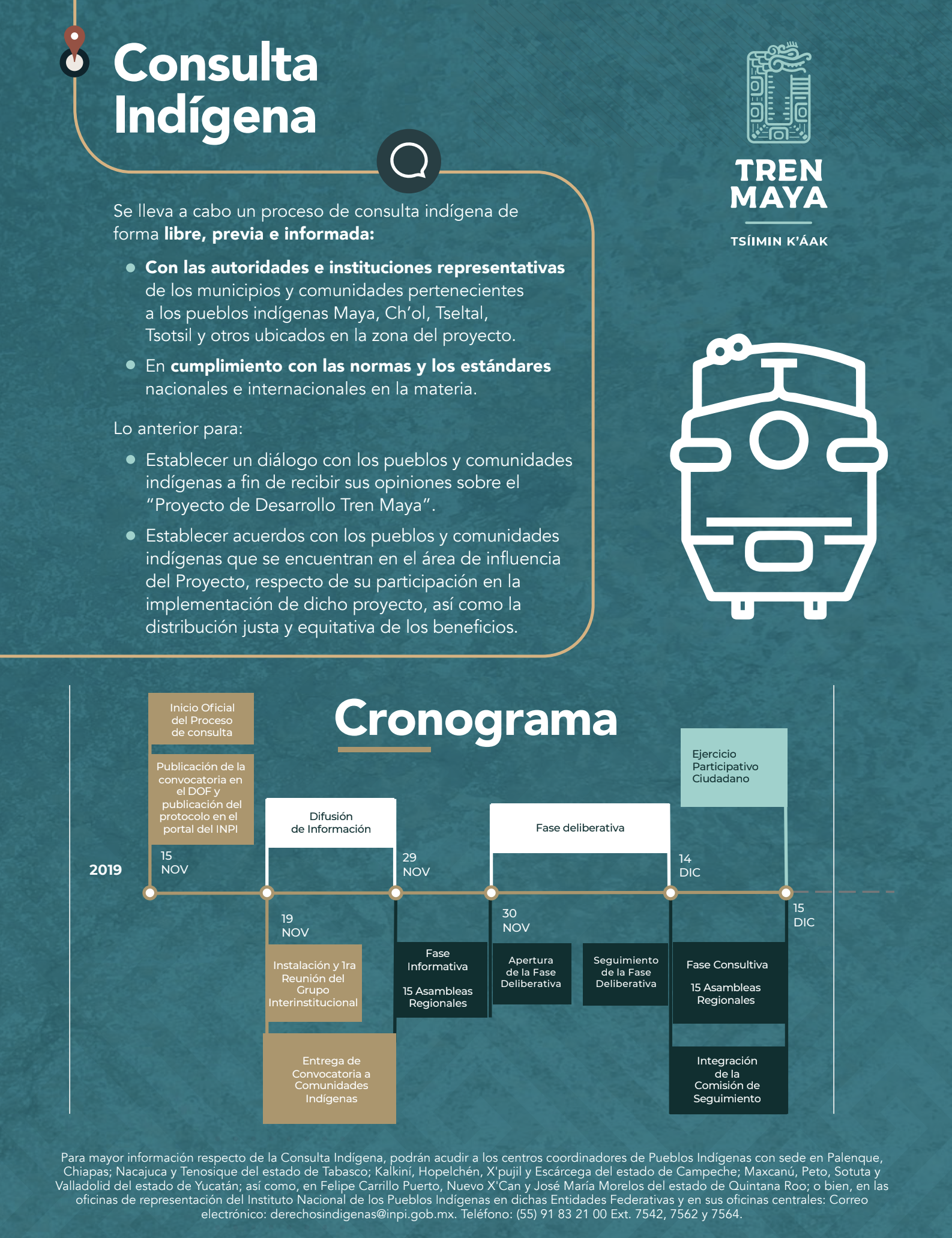 Tren Maya Indigenous consultation timeline infographic
