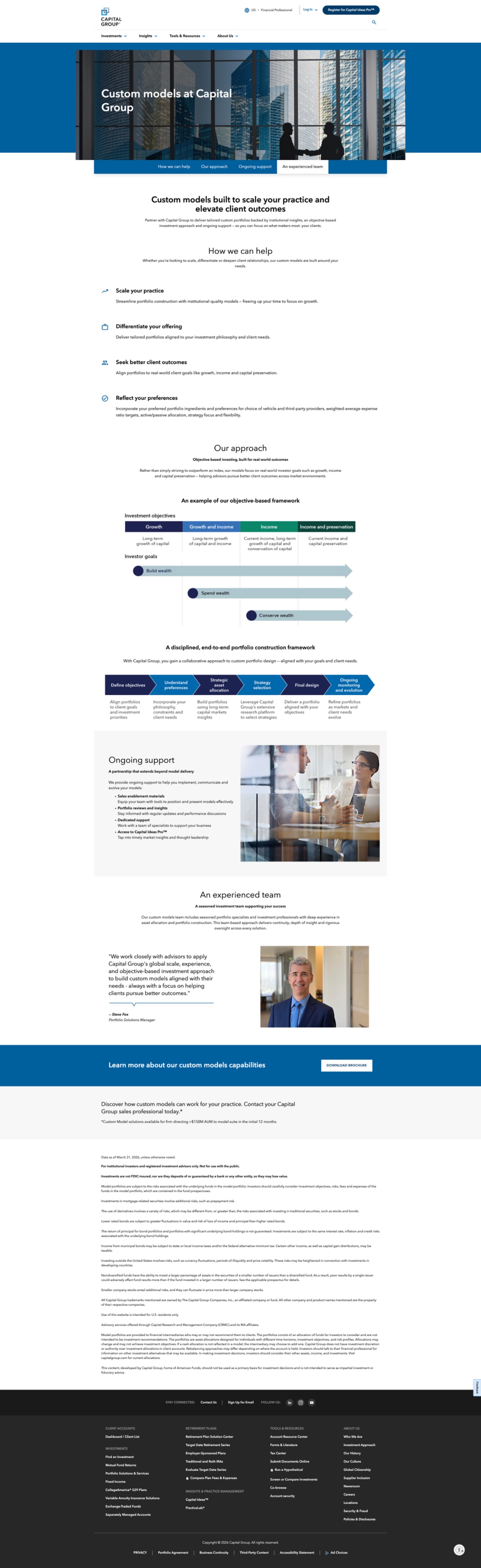 Capital Group · Custom Models page
